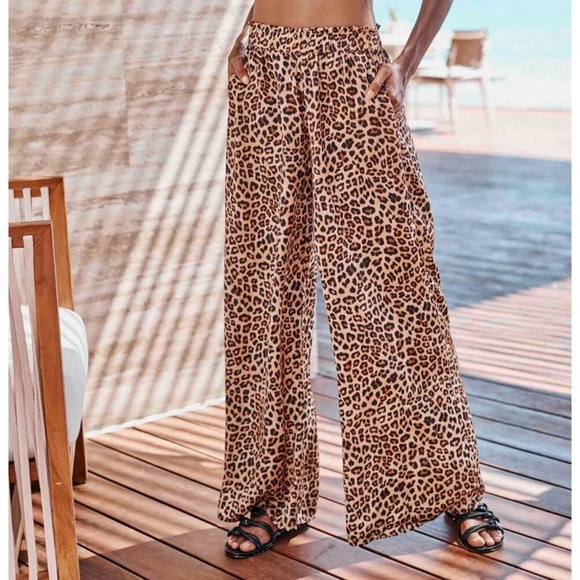 Summersalt Leopard Palazzo Pant with Ties - Picture 1 of 10
